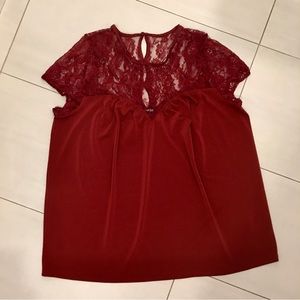 Express L Burgundy lace 3 Button Soft Comfortable Top